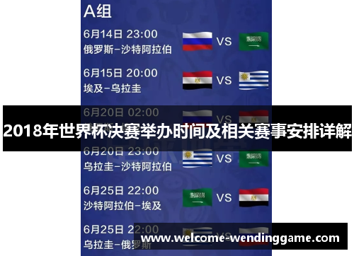 2018年世界杯决赛举办时间及相关赛事安排详解